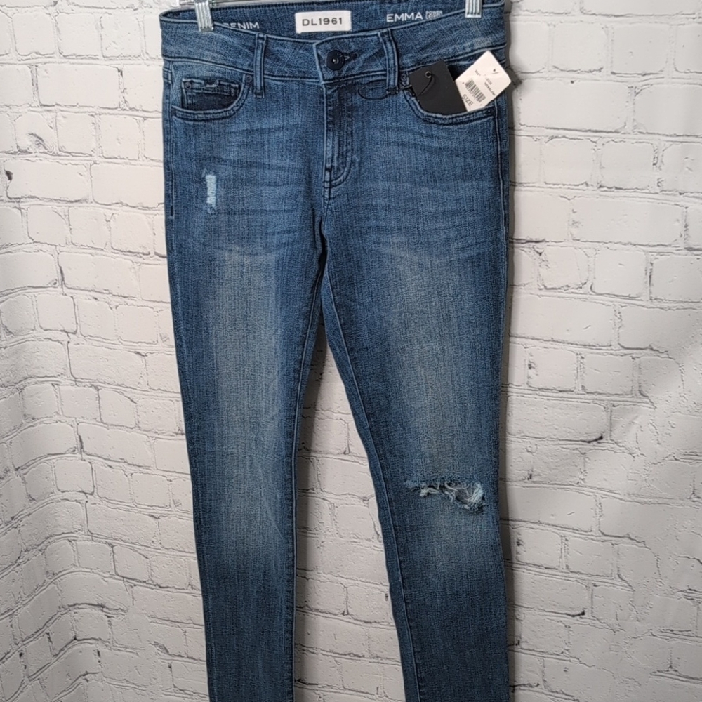 New DL1961 Emma Smart Denim Power Leggings Distressed Winslow Wash
